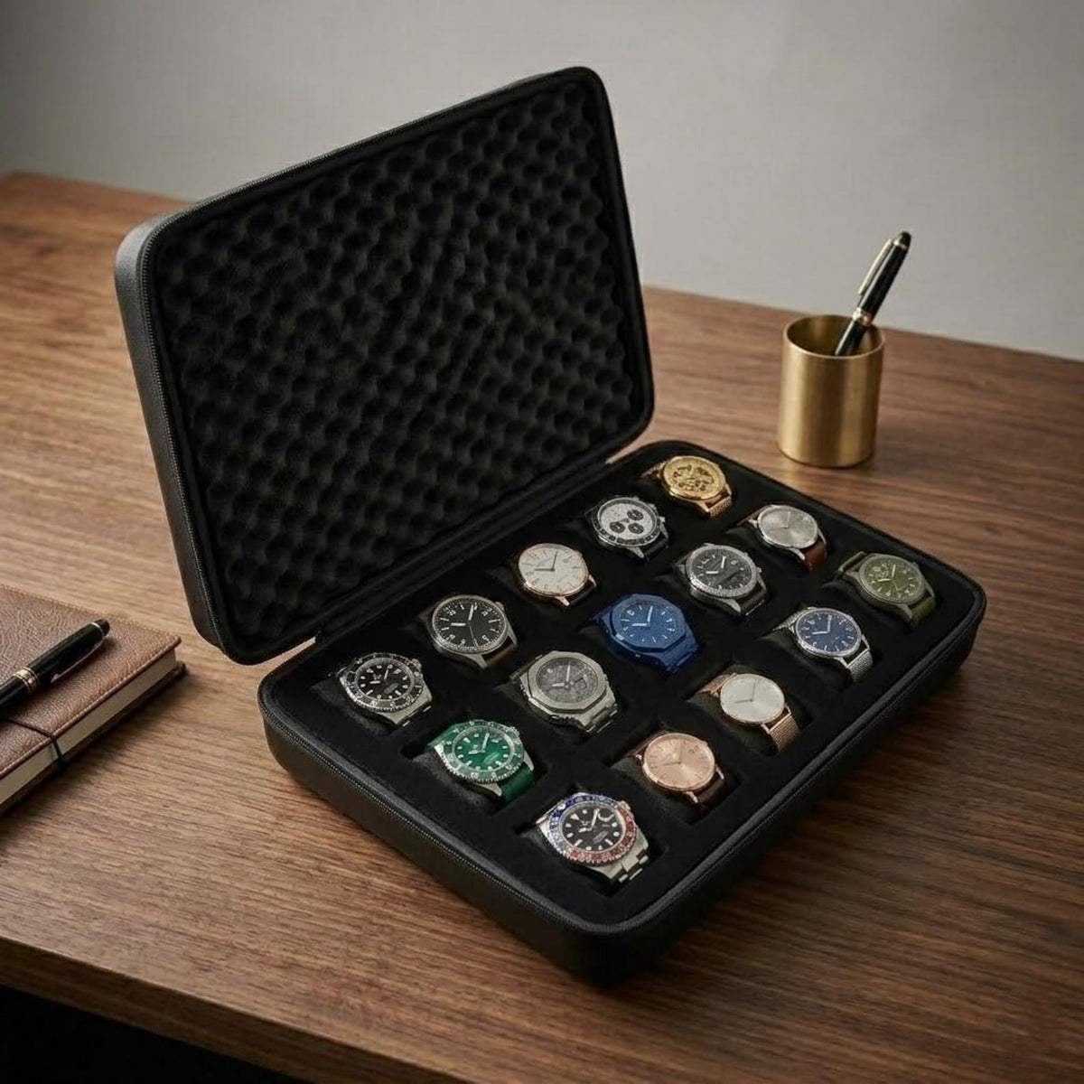 Watch Storage Case 15 Slot EVA Travel Organizer with Cushions