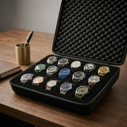 Watch Storage Case 15 Slot EVA Travel Organizer with Cushions