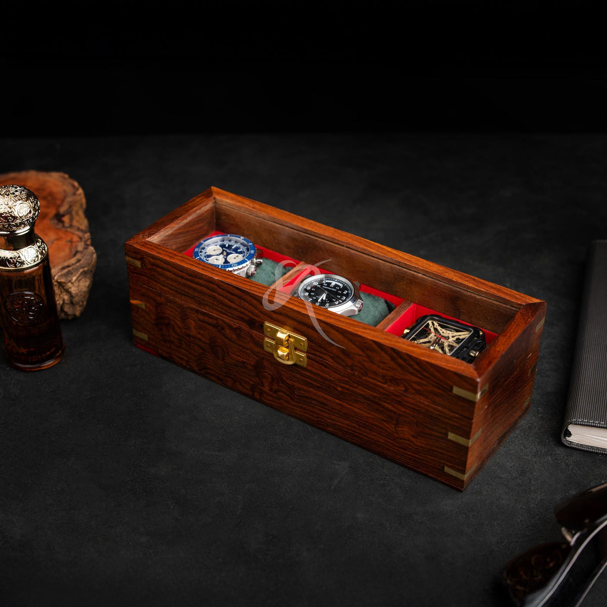 Custom Engraved Rosewood Watch Box | Gift for Dad | Birthday Gift for Men Men's Watch Storage Case| Fathers Day Gift | Anniversary Gift
