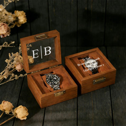 Personalized Watch Storage Box Gift For Men, Personalized Single Slot Watch Box, Handmade Wooden Watch Box, Gift for Dad, Father's Day Gift