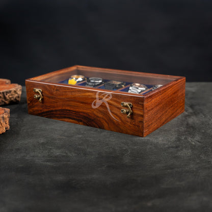 Handmade Vintage Men's Wooden Watch Box with Drawer – Free Personalized Rosewood Watch Case for Men – Custom Watch Holder & Gift for Him
