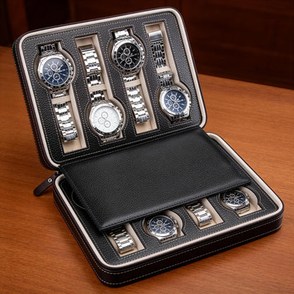 Personalized Leather Watch Display Box – 2, 4, or 8 Slot Travel Case