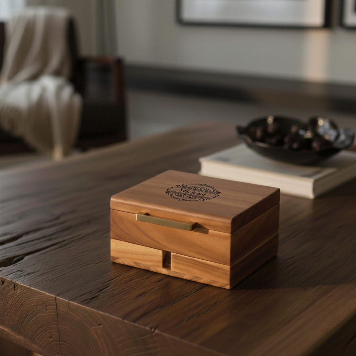 Engraved Wood Watch Box for Men Jewelry and Watch Box with Drawer Mens Valet Organizer 8 Slot Storage Organizer 50th Birthday Gift for Him
