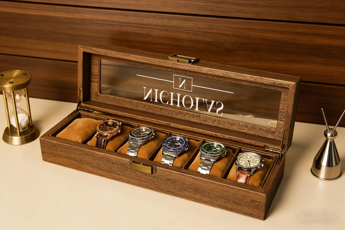 Custom Watch Box,6-Slot Leather Watch Box for Men- 2 Layers with Drawer,Anniversary for Him, Gifts for Men、Dad,Gifts for Men Watch