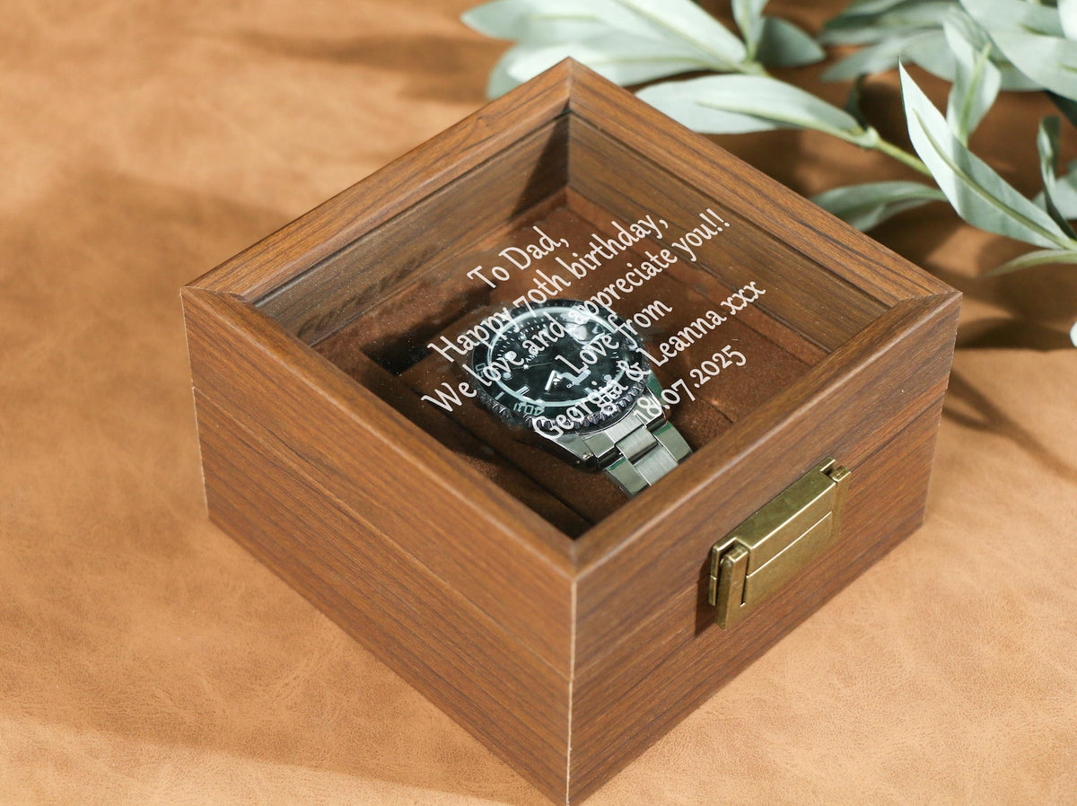 Custom Engraved Watch Box | Gift for Dad | Birthday Gift for Men | Personalized Watch Storage Case| Fathers Day Gift | Anniversary Gift