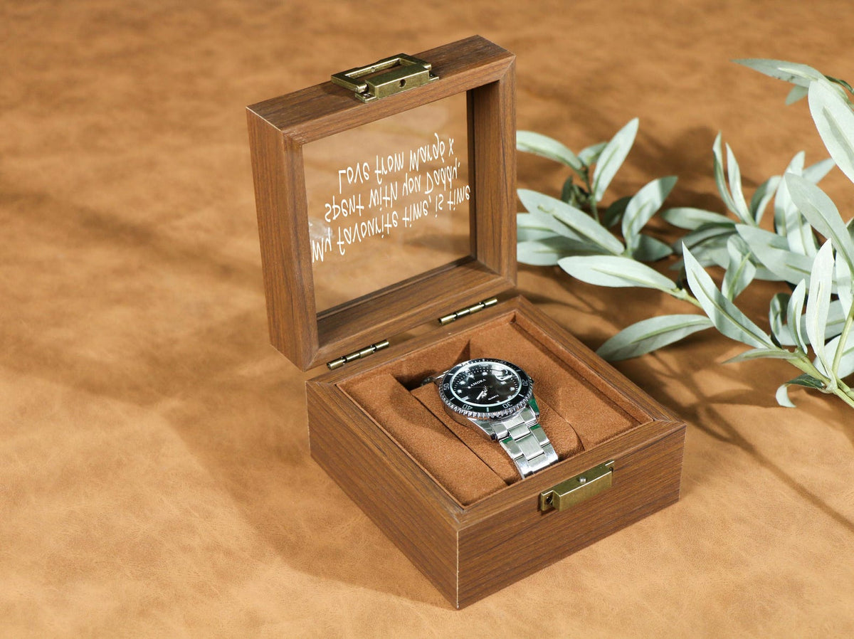 Custom Engraved Watch Box | Gift for Dad | Birthday Gift for Men | Personalized Watch Storage Case| Fathers Day Gift | Anniversary Gift