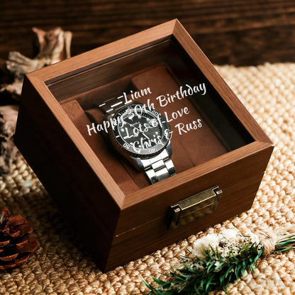 Personalized Engraved Wood Watch Box, Engraved Glass Box, Gifts for Boyfriends, Gifts for Him, Wedding Gifts for Men, Gifts for Husbands