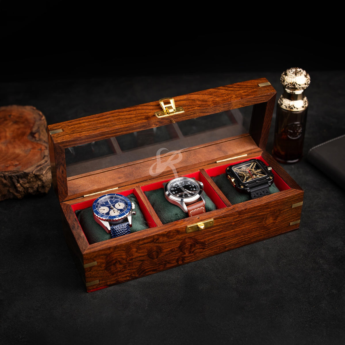 Custom Engraved Rosewood Watch Box | Gift for Dad | Birthday Gift for Men Men's Watch Storage Case| Fathers Day Gift | Anniversary Gift