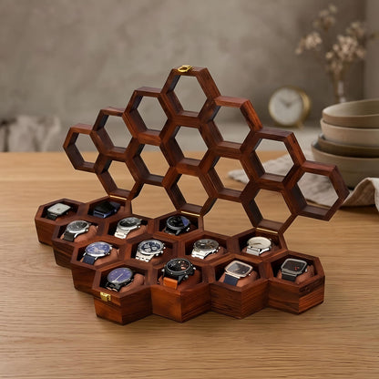 Wood Watch Box for Men, Wooden Watch Storage Organizer, Display Case, Jewelry Box for Women - Christmas Gift, 13 Slots
