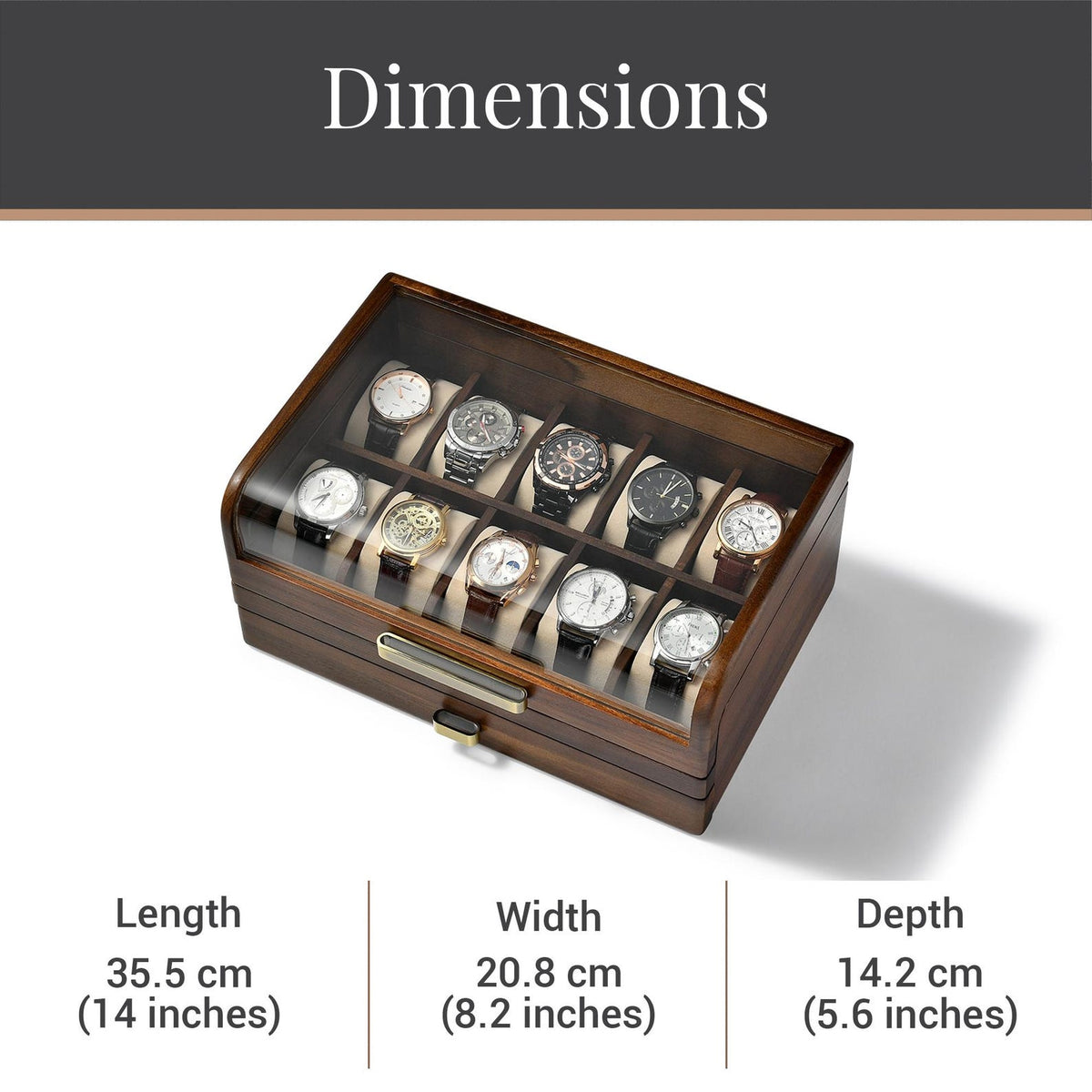 Unique Birthday Gift for Boyfriend Engraved Men’s Wooden Watch Box Luxury Closet Organizer 5th Year Anniversary Gift for Husband