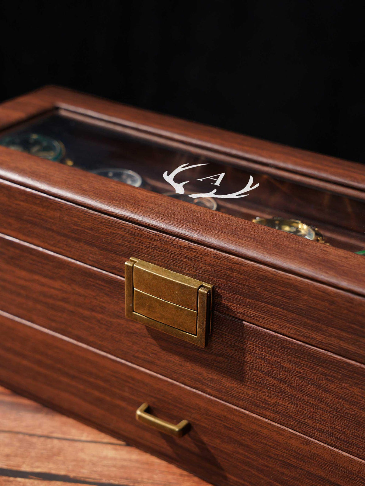 Personalized Watch Box for Men, Custom Engraved 6 Watch Organizer with Glass Lid, Wooden Display Case, Bulk Groomsmen Wedding Gift