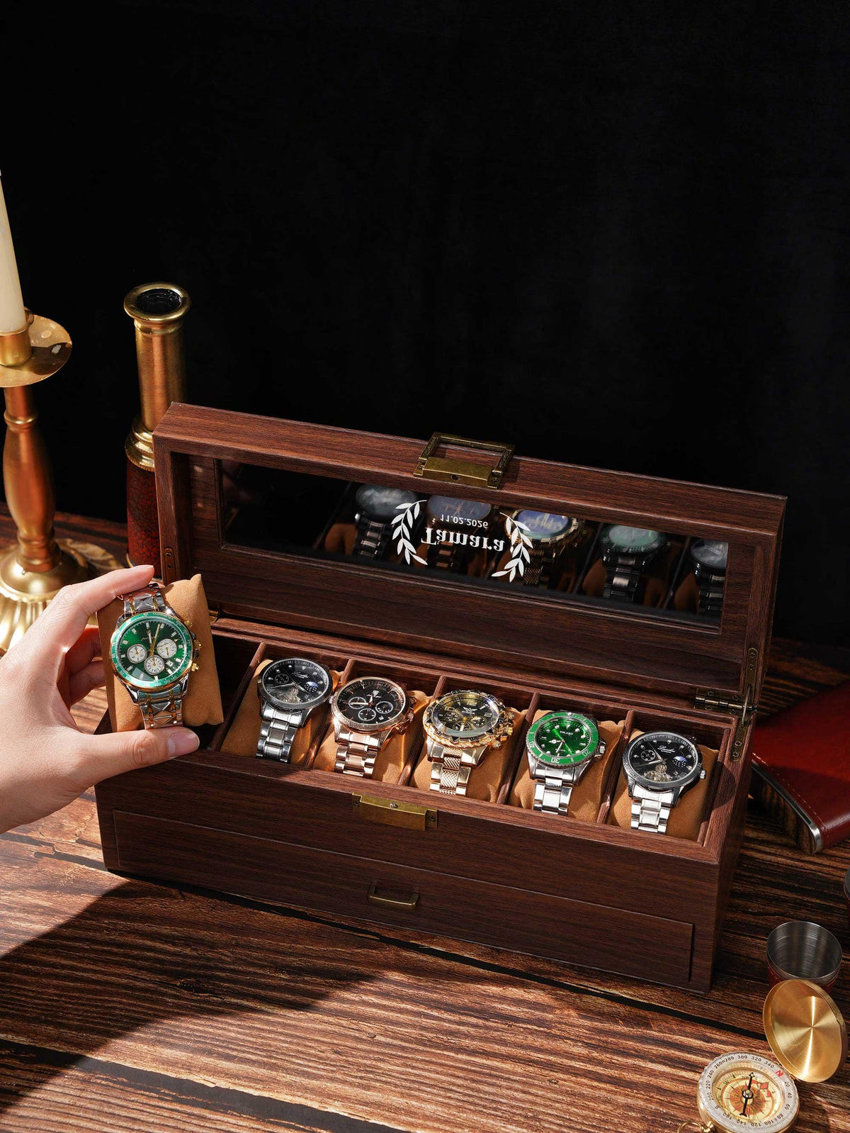 Personalized Engraved Watch Box, 2-Layered Wood Box , Custom Men Jewelry Case, Birthday Gifts, Anniversary Gifts For Men, Gifts for husband