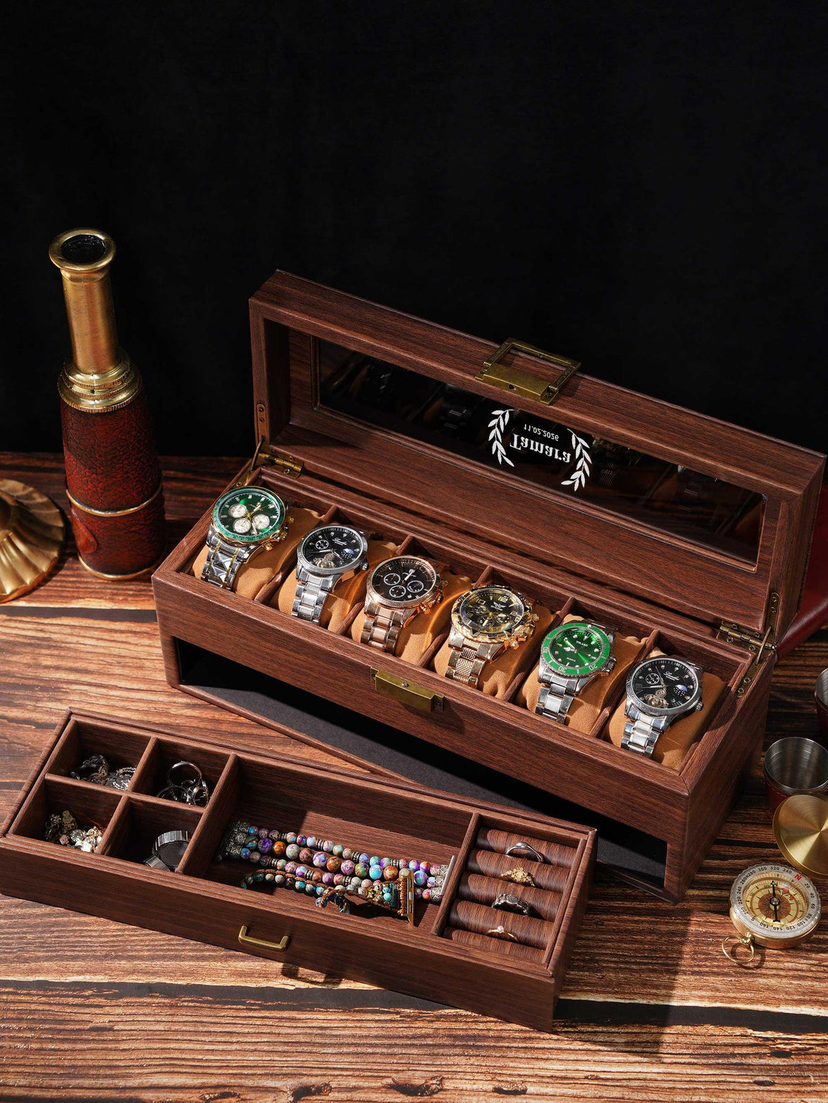 Personalized Engraved Watch Box, 2-Layered Wood Box , Custom Men Jewelry Case, Birthday Gifts, Anniversary Gifts For Men, Gifts for husband