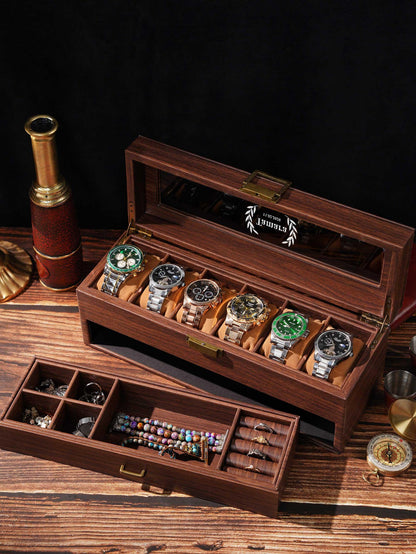 Personalized Engraved Watch Box, 2-Layered Wood Box , Custom Men Jewelry Case, Birthday Gifts, Anniversary Gifts For Men, Gifts for husband