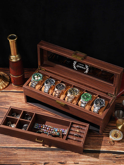 Personalized Engraved Watch Box, 2-Layered Wood Box , Custom Men Jewelry Case, Birthday Gifts, Anniversary Gifts For Men, Gifts for husband