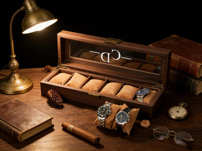 TWO Layers 6 Slot Personalized Men's Watch Box | with Drawer Watch Display Case for 6 Watches |Grain Leather watch box|Anniversary for Him