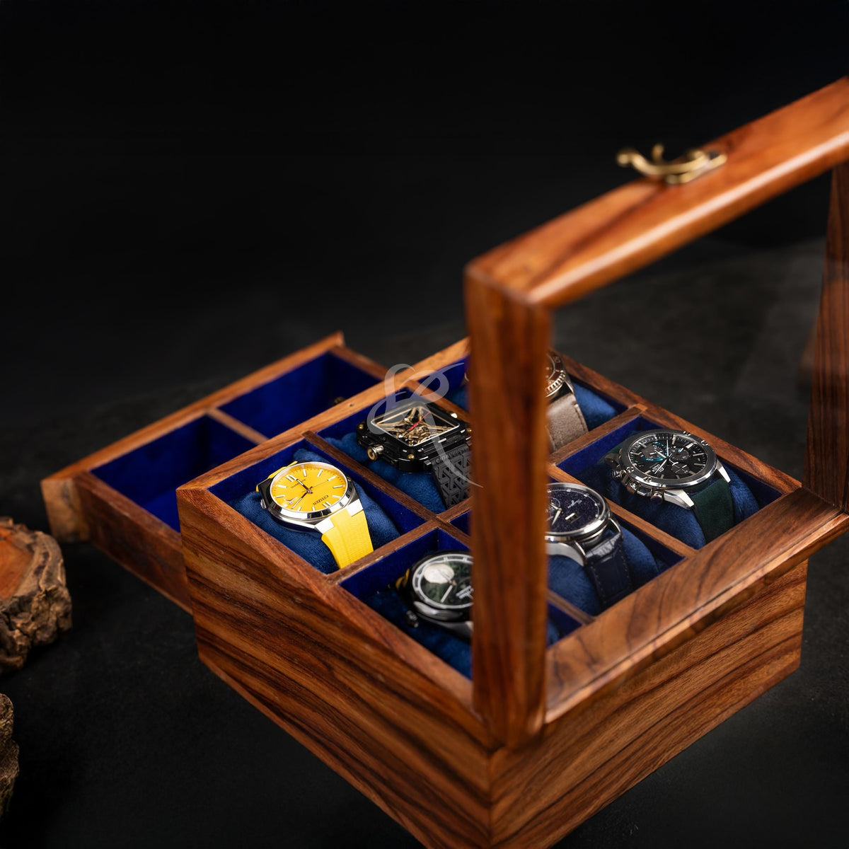 Free Personalized Rosewood watch box with drawer, Custom Father's Day Gift, Superior Men's Watch Display Case, Best Gift for him