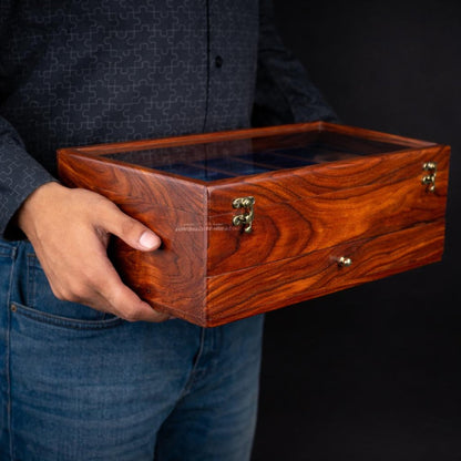 Free Personalized Rosewood watch box with drawer, Custom Father's Day Gift, Superior Men's Watch Display Case, Best Gift for him