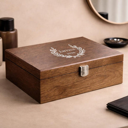 Personalized Walnut Watch Box with Glass or Wood Lid, Custom Watch Organizer 3 4 6 8 10 Slot Wooden Watch Storage Case Gift for Men Father
