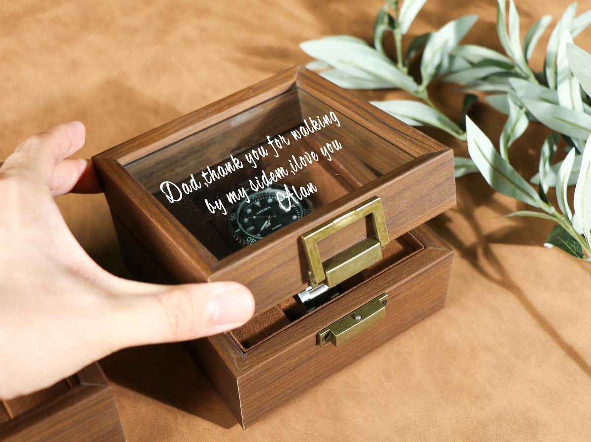 Custom Engraved Watch Box | Gift for Dad | Birthday Gift for Men | Personalized Watch Storage Case| Fathers Day Gift | Anniversary Gift