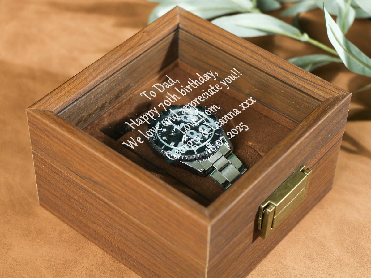 Custom Engraved Watch Box | Gift for Dad | Birthday Gift for Men | Personalized Watch Storage Case| Fathers Day Gift | Anniversary Gift