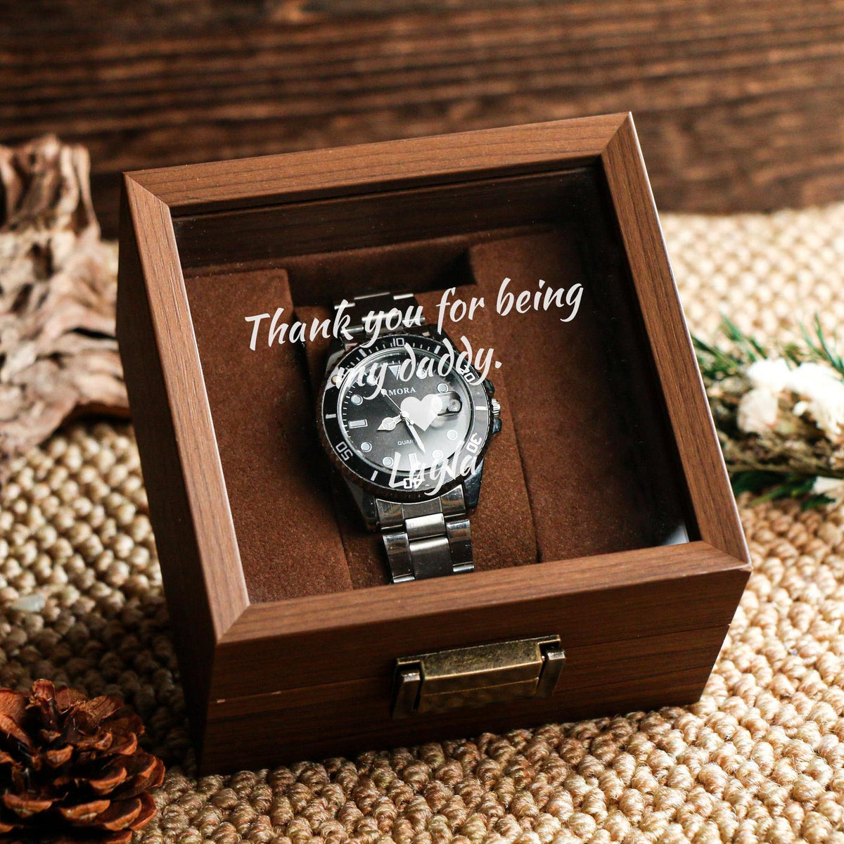Personalized Engraved Wood Watch Box, Engraved Glass Box, Gifts for Boyfriends, Gifts for Him, Wedding Gifts for Men, Gifts for Husbands