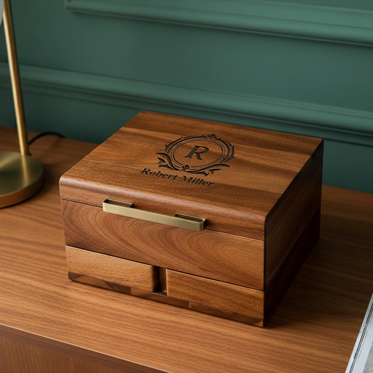 Men engraved jewelry organizers natural wood dresser top jewelry storage personalized husband 8 watch box for men vanity edc box