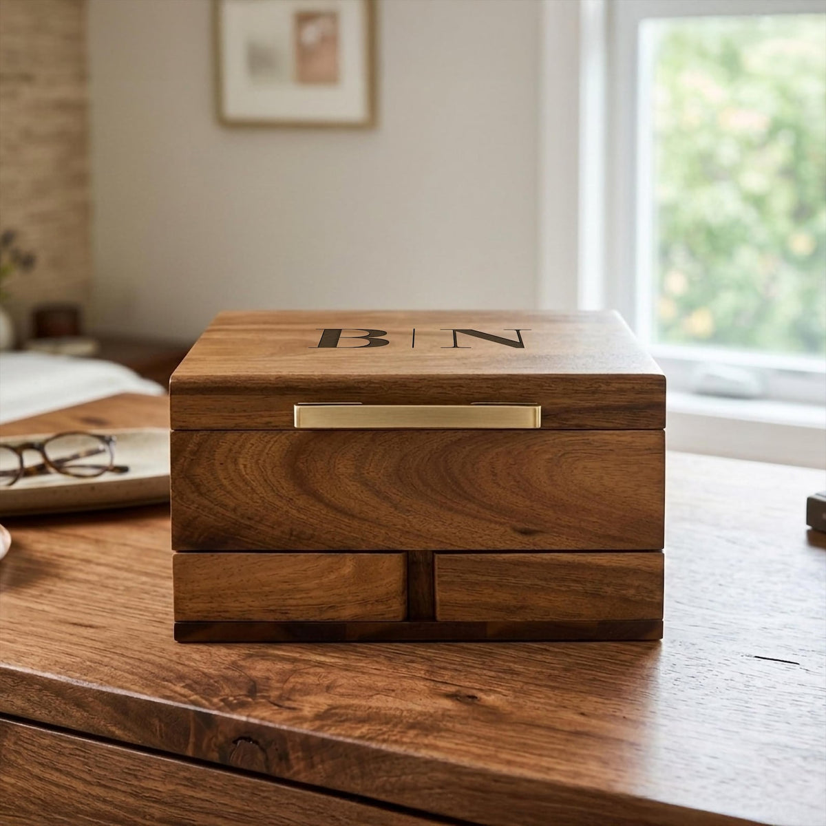 Men engraved jewelry organizers natural wood dresser top jewelry storage personalized husband 8 watch box for men vanity edc box