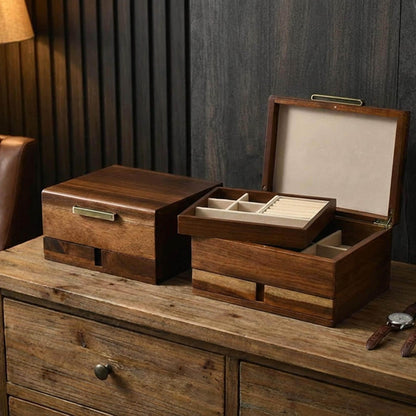 Men engraved jewelry organizers natural wood dresser top jewelry storage personalized husband 8 watch box for men vanity edc box