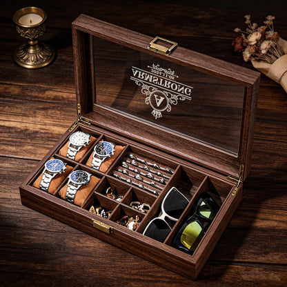 Mens Watch Jewelry Box,Custom Engraved Watch Box,Personalized Watch Case,Gifts for Husband,Boyfriend Gifts,Luxury Anniversary Gifts for Men