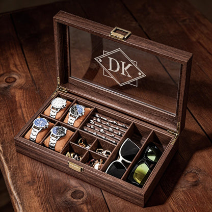 Custom Mens Storage Box,Men's Jewelry Box,Personalized Watch Box Holds Watches, Cufflinks, Sunglasses & More,Vintage Mens Gift,Gifts For Him