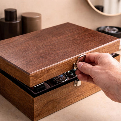 Personalized Walnut Watch Box with Glass or Wood Lid, Custom Watch Organizer 3 4 6 8 10 Slot Wooden Watch Storage Case Gift for Men Father