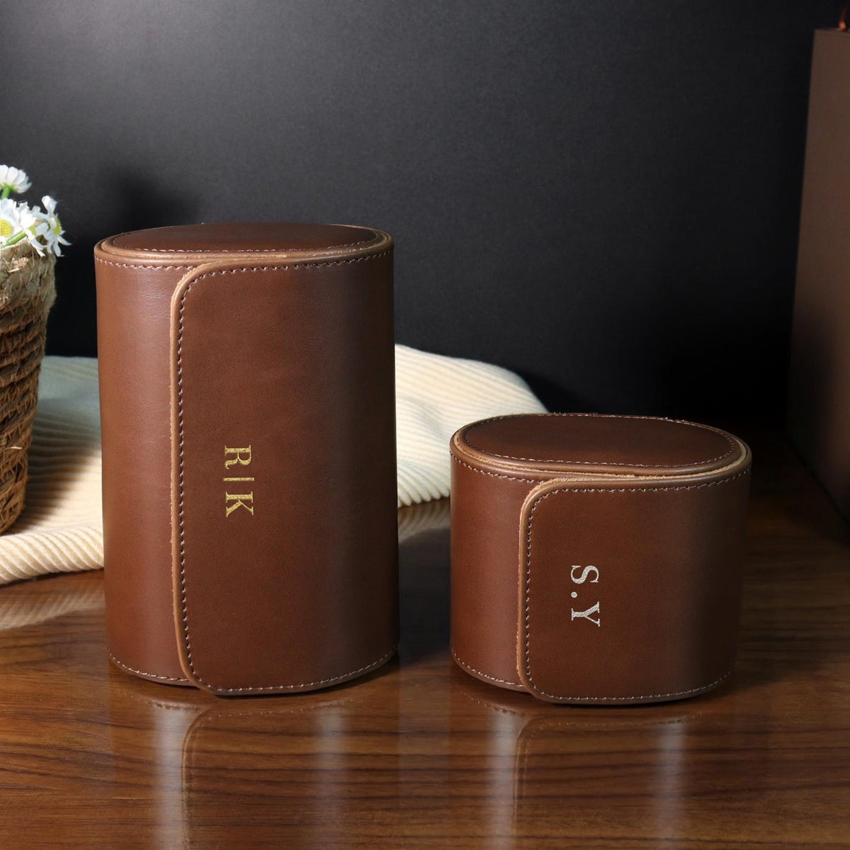 Personalized Leather Watch Box,Gift For Him,Green Leather Watch Case,Travel Watch Box for Him,Groomsmen gifts,Father's Day Gift,Graduation