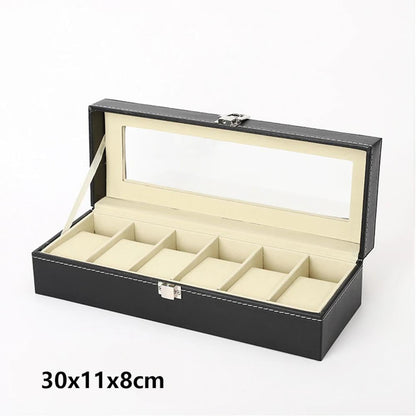PU Leather Watch Display & Storage Box with Glass Top, Men's Watch Collection Organizer Case, Watch Holder Display Box, Gift for Him