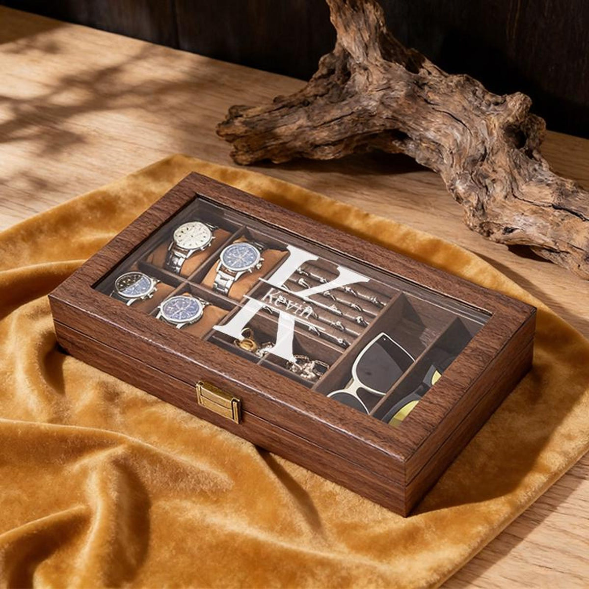 Custom Mens Storage Box,Men's Jewelry Box,Personalized Watch Box Holds Watches, Cufflinks, Sunglasses & More,Vintage Mens Gift,Gifts For Him