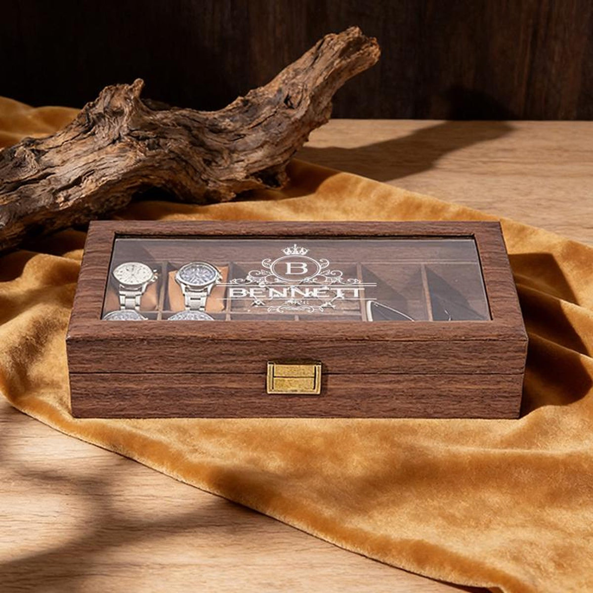 Custom Mens Storage Box,Men's Jewelry Box,Personalized Watch Box Holds Watches, Cufflinks, Sunglasses & More,Vintage Mens Gift,Gifts For Him