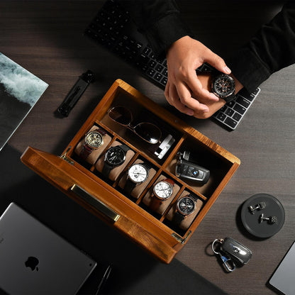 Watch Box For Men Clothing Accessories and Watches Storage Box with 5 Slots Best Wood Organizer for Jewelry and Watch Holder Valentine Gift