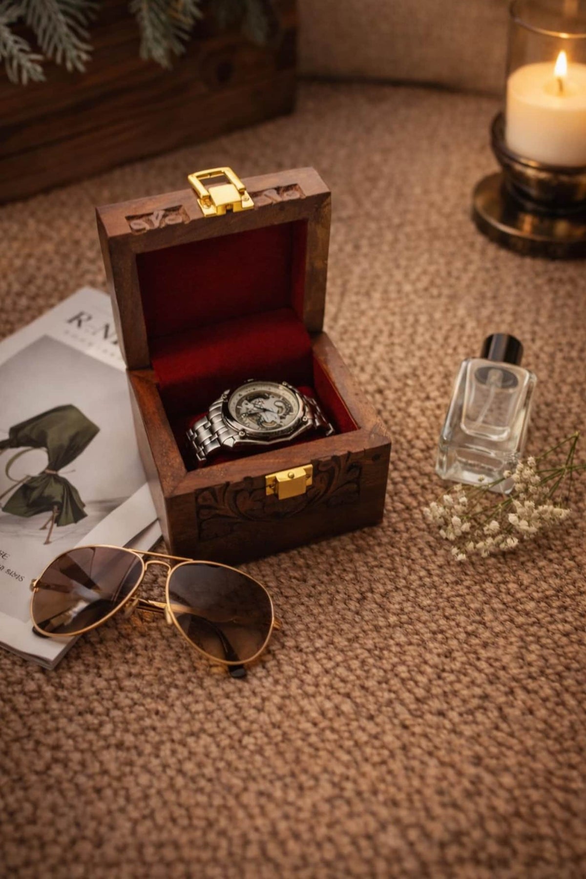 Engraved Wooden Watch Box With Lock: 1 Slot Jewelry Organizer & Special Gift for Loved Ones