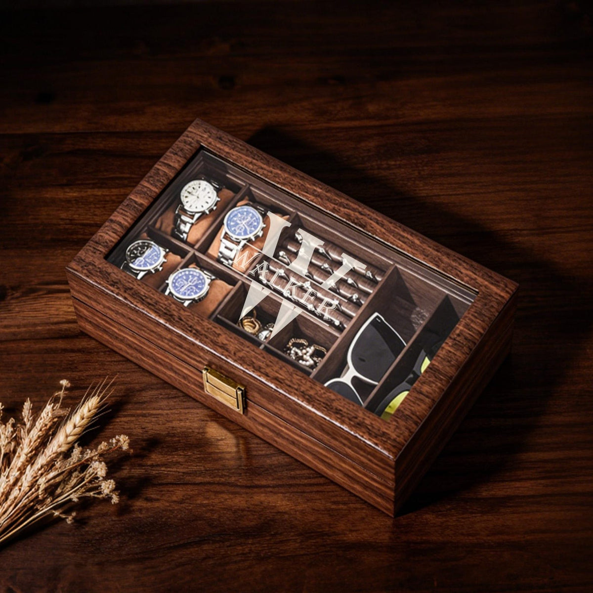 Mens Watch Jewelry Box,Custom Engraved Watch Box,Personalized Watch Case,Gifts for Husband,Boyfriend Gifts,Luxury Anniversary Gifts for Men