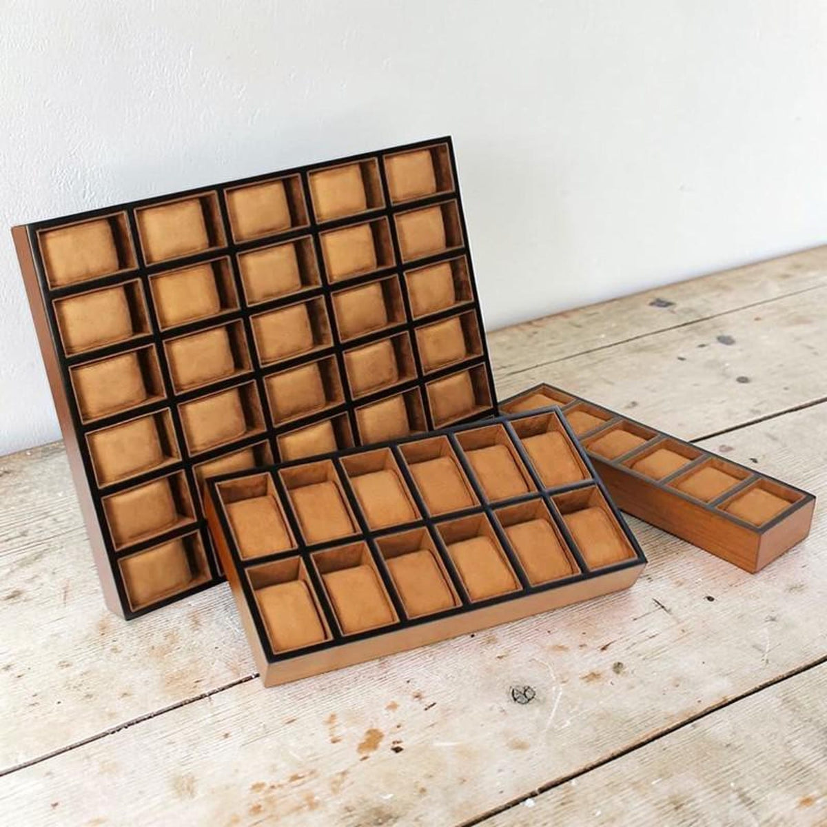 Luxury Wood Watch Tray for Drawer & Closet | Large Capacity Watch Organizer 6, 12, 18, 30 Slots | Professional Watch Display Case
