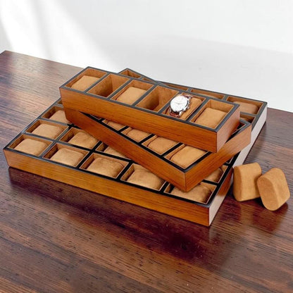 Luxury Wood Watch Tray for Drawer & Closet | Large Capacity Watch Organizer 6, 12, 18, 30 Slots | Professional Watch Display Case