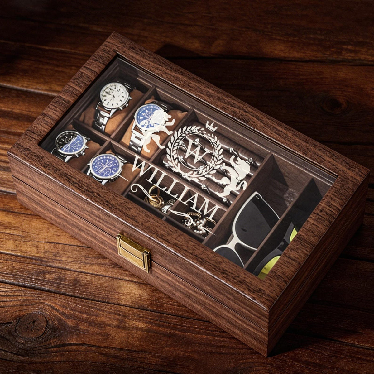 Engraved Leather Jewelry Box for Men,Jewelry Case Holder,Custom Leather Watch Case,Birthday Gift, 1st Anniversary Gift For Him,Men's Gift