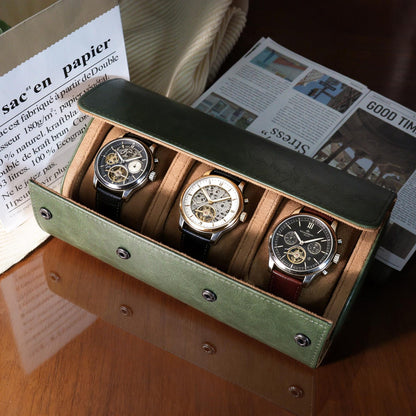 Personalized Leather Watch Box,Gift For Him,Green Leather Watch Case,Travel Watch Box for Him,Groomsmen gifts,Father's Day Gift,Graduation