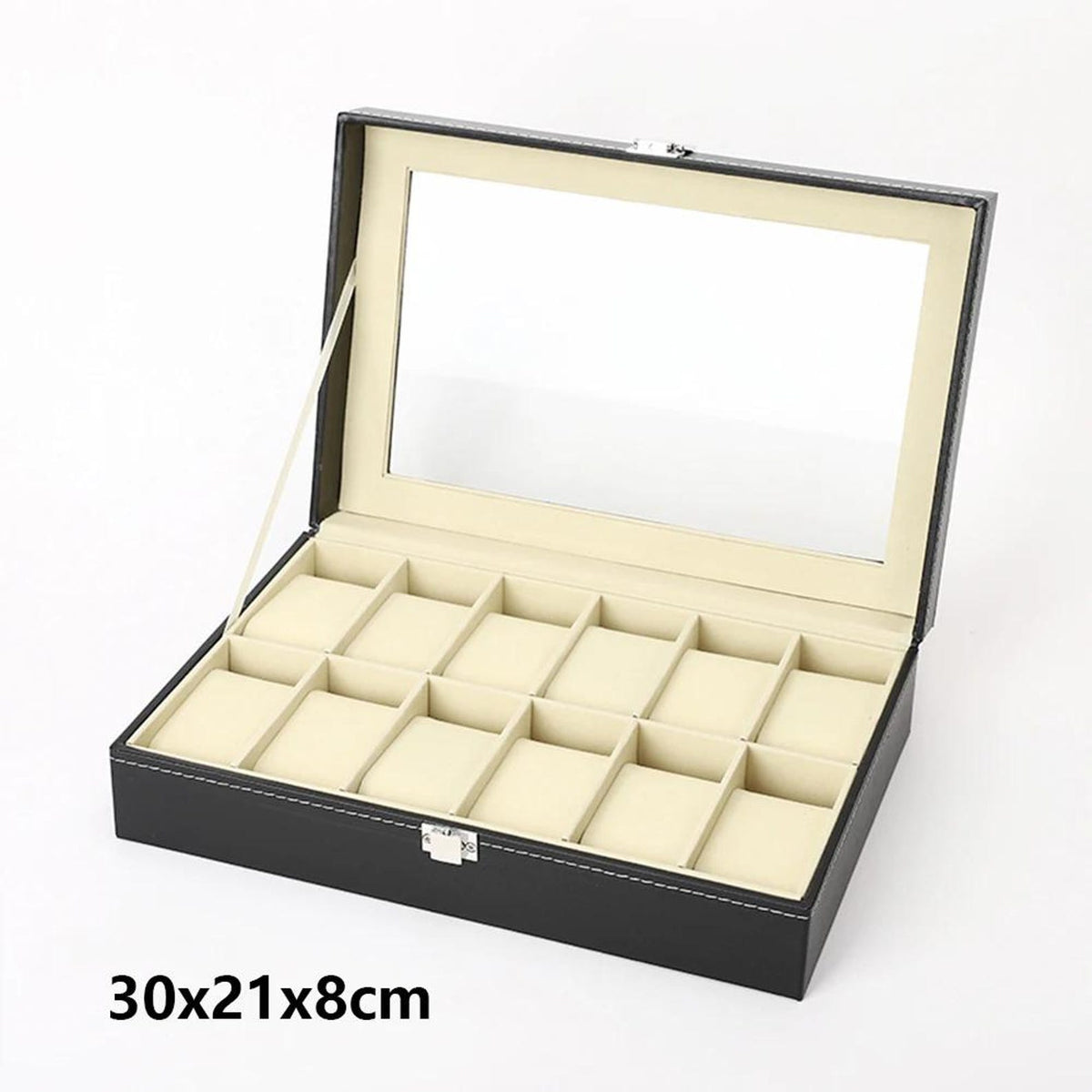PU Leather Watch Display & Storage Box with Glass Top, Men's Watch Collection Organizer Case, Watch Holder Display Box, Gift for Him