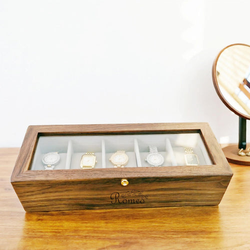 Engrave Walnut Wood Watch Box: 3/5 Slot Watch Display Case