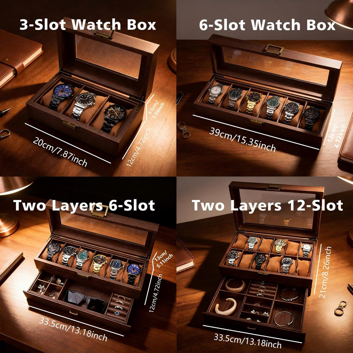 Custom Engraved Watch Box,Personalized Watch Case for Men,3/6/12-Slot Options, Luxury Gift for Men, Birthday or Anniversary