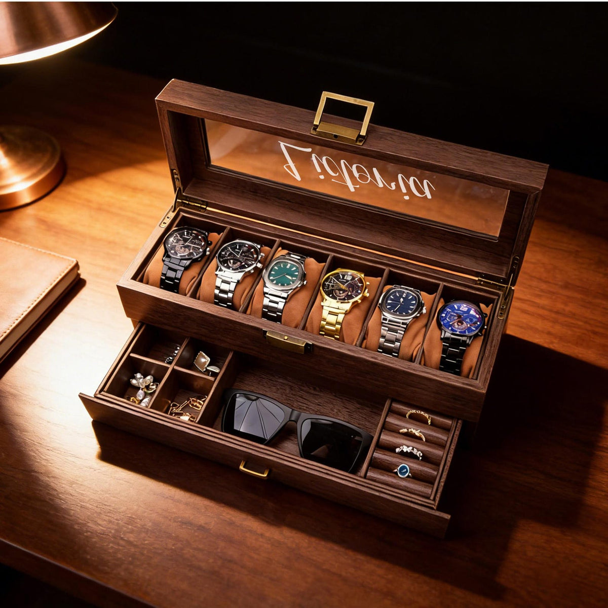 Custom Engraved Watch Box,Personalized Watch Case for Men,3/6/12-Slot Options, Luxury Gift for Men, Birthday or Anniversary