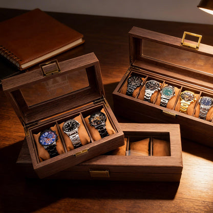 Custom Engraved Watch Box,Personalized Watch Case for Men,3/6/12-Slot Options, Luxury Gift for Men, Birthday or Anniversary