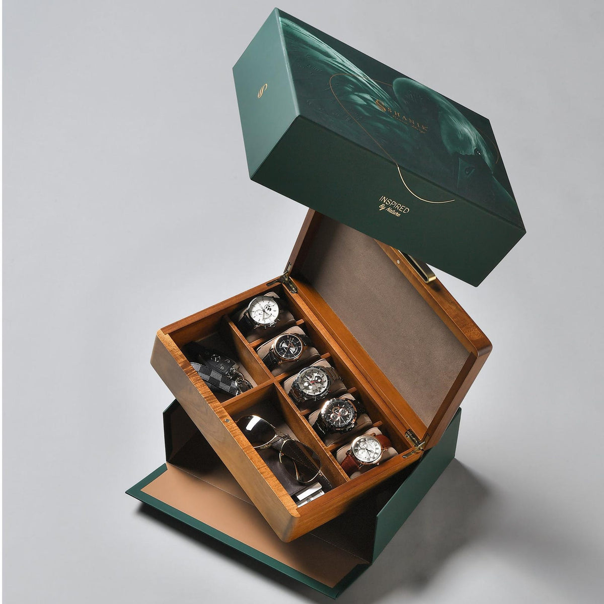 Watch Box For Men Clothing Accessories and Watches Storage Box with 5 Slots Best Wood Organizer for Jewelry and Watch Holder Valentine Gift
