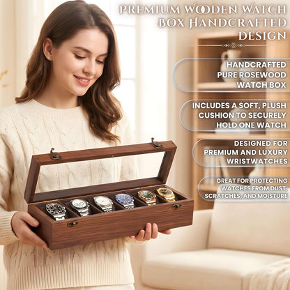 Wooden Watch Organizer Box, Handcrafted Watch Display Case, Multi Slot Watch Storage, Men's Gift, Watch Collector Gift